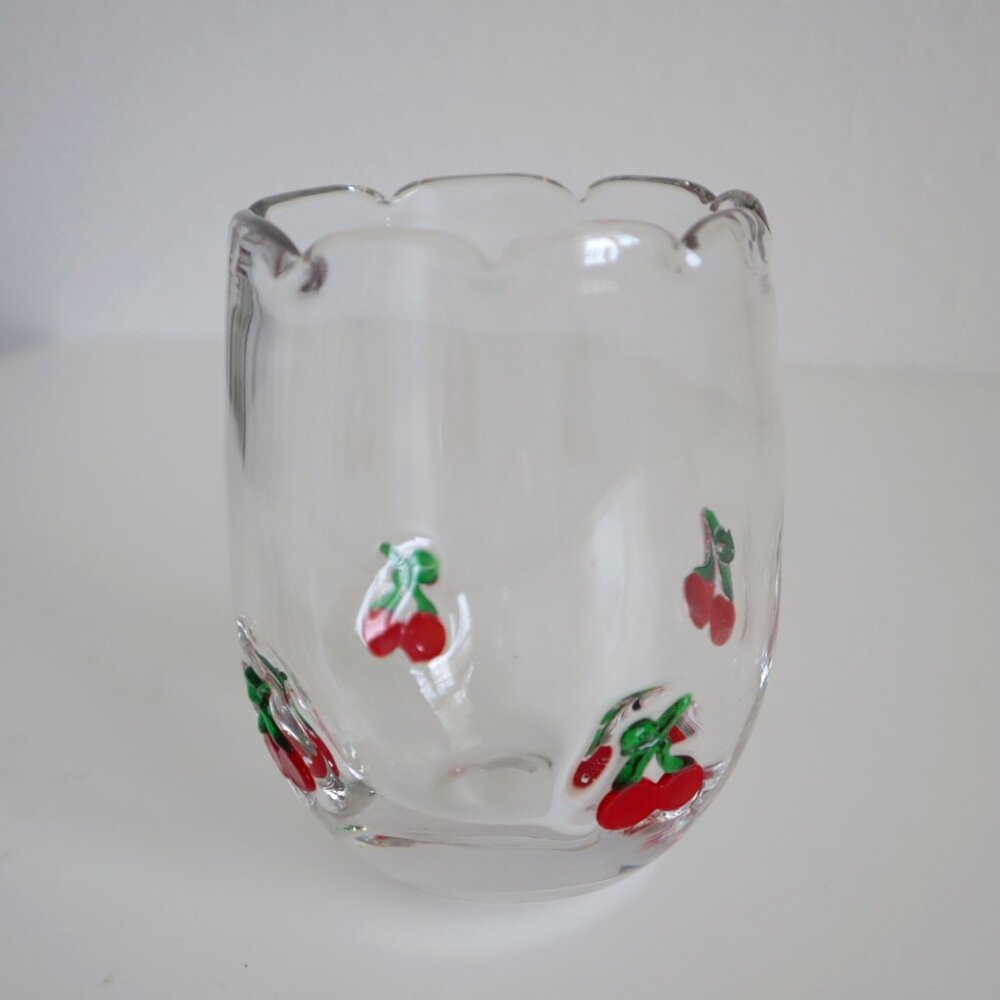 Cherry Icon Inlay Drinking Glass